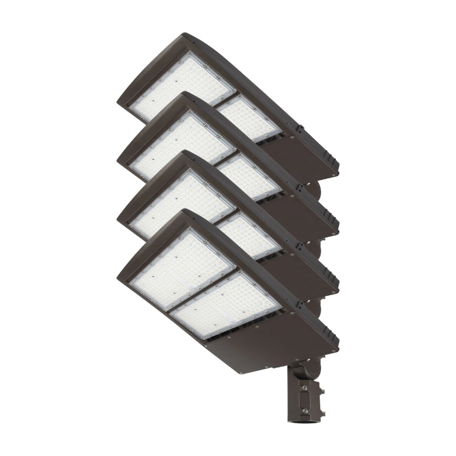 4 pack 300w led street light​ Outdoor  fixture with four square panels on a white background