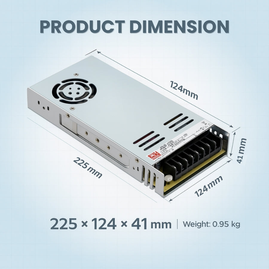 LRS-600 600W24V Single Output Switching Power Supply – 110-277V  Input, UL/CE/RoHS Certified, 86–92% Efficiency, Multi-Voltage Output, Compact 41mm Low-Profile, Industrial Grade, 3-Year Warranty