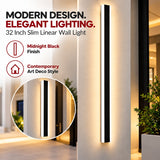 32 Inch Slim Linear LED Wall Light, Modern Black Wall Sconce with 3CCT Selectable 3000K/4000K/5000K, Contemporary Vertical Indoor Wall Lighting for Bedroom, Living Room, Hallway, Hotel and Commercial Interiors