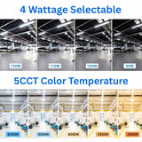 8FT LED Vapor Tight Light Fixture – 120W/110W/100W/90W Adjustable, 5CCT Selectable 3000K-6500K, IP65 Waterproof Dimmable Commercial Shop Light for Parking Garage, Warehouse, Car Wash, ETL Listed