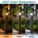 24W Modern Slotted Ring LED Bollard Light – Selectable 14W/19W/24W, 3CCT Adjustable 3000K/4000K/5000K/5700K, 3600LM Output, IP65 Waterproof Aluminum Housing, UL ETL DLC Certified Outdoor Garden & Landscape Lighting – 5-Year Warranty