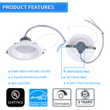 8 inch Commercial Canless LED Downlight, brightness 2400lms, Wattage Adjustable 12/20/30W, 0-10V Dimmable Recessed Ceiling Light Fixture, 5 CCT 2700K-5000K, 120-277V IC Rated UL & Energy Star