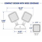 Double Head LED Emergency Remote Head, Adjustable Emergency Light Heads, Thermoplastic Housing, Wall or Ceiling Mount, Compatible with Remote-Capable Emergency Lighting Units, White