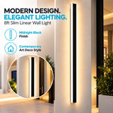 8ft Slim Linear LED Wall Light, Modern Black Wall Sconce with 3CCT Selectable 3000K 4000K 5000K, Contemporary Vertical Indoor Wall Lighting for Hotel, Living Room, Hallway, Commercial and Residential Interiors