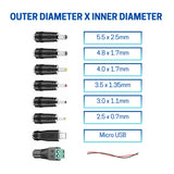 Battery Charger Power Supply – 12V 2A AC to DC Adapter, 24W Power Converter, AC110V to DC12V Transformer with 8 DC Plug Tips – Compatible with 12V 500mA to 2000mA Devices