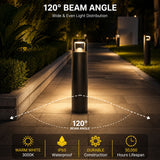 42" 24W LED Bollard Light - Selectable CCT (3000K-4000K-5000K) - Type V Distribution - 120-277 VAC - 3,120 Lumens - IP65 Waterproof - 0-10V Dimmable - UL DLC Premium - Outdoor Pathway Landscape Lighting - 5-Year Warranty