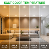 5" 10W LED Surface Mount Downlight with Motion Sensor - 5CCT Selectable (2700K–5000K) - TRIAC Dimmable - 75W Incandescent Equivalent - 830 Lumens - White Finish