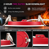 4 Inch 2-Hour Fire Rated Slim Recessed LED Downlight, Canless IC Rated, 12W 800 Lumens, 5 CCT Selectable 2700K-5000K, 90 CRI, Dimmable, ETL & UL263 Listed, White