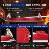 6 Inch 2-Hour Fire Rated Slim Recessed LED Downlight, Canless IC Rated, 15W 1100 Lumens, 5 CCT Selectable 2700K-5000K, 90 CRI, Dimmable, ETL & UL263 Listed, White