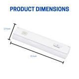 21 Inch Commercial LED Under Cabinet Light Hardwired, 720 Lumens, 3CCT Selectable 3000K/4000K/5000K, High CRI, Dimmable, Linkable Low Profile Light Bar with ON/Off Switch for Office, Retail, Hospitality & Workstations