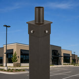 5" Square Pole Mount Tenon Adapter, Fits 2-3/8" Slip Fitter Lights, Heavy-Duty Steel, Dark Bronze Finish