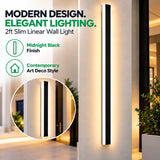 2ft Slim Linear LED Wall Light, Modern Black Wall Sconce with 3CCT Selectable 3000K 4000K 5000K, Contemporary Vertical Indoor Wall Lighting for Bedroom, Living Room, Hallway, Hotel and Commercial Interiors