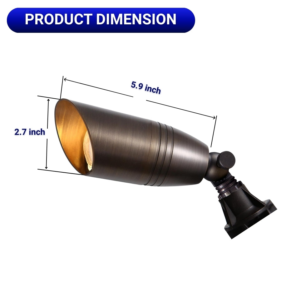 12V LED Outdoor Landscape Spotlights – Solid Brass Waterproof Uplights, Low Voltage Lighting Fixtures, 12 Pack Without MR16 Bulb