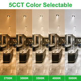 4 Inch Gimbal LED Recessed Lighting, Black, 10W, 980 Lumens, 5CCT Selectable 2700K/3000K/3500K/4000K/5000K, 360° Rotation & 90° Tilt, Dimmable, Canless Eyeball Downlight with Junction Box, CRI90+, IC Rated, ETL Listed