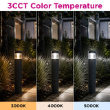 24W Modern Angled LED Bollard Light – Selectable 14W/19W/24W, 3000K–5700K 3CCT Adjustable, 3600LM High Brightness, IP65 Waterproof Aluminum Body, UL ETL DLC Certified Commercial Outdoor Pathway & Landscape Lighting – 5-Year Warranty