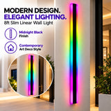 8FT RGB Slim Linear LED Wall Light, Smart Color-Changing Wall Sconce with LotusLamp X App Control, Midnight Black Finish, Multicolor Ambient Lighting for Gaming Rooms, Bedrooms, Living Rooms, Restaurants and Modern Interiors