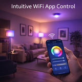 Smart RGB Color-Changing LED Light Bulb, 60W Equivalent, 800 Lumens, 9W E26 Base, 2700K–6500K Tunable White, 16 Million Colors, WiFi App & Voice Control, Works with Alexa & Google Home, Timer & Group Control