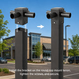 Quadruple 90° Tenon Adapter for 4” Square Pole, 4 Arm Horizontal Bullhorn Mount, 2-3/8” OD Slip Fitter Bracket for LED Area Lights, Shoebox Parking Lot Lights & Street Lights, Heavy Duty Steel