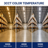 8FT LED Wraparound Light – 80W, 3CCT Adjustable 3000K/4000K/5000K, 10400 Lumens, 0-10V Dimmable, 120-277V, Up to 256W Fluorescent Equivalent, DLC Damp Location Rated, Motion Sensor & Emergency Backup Ready, 5-Year Warranty