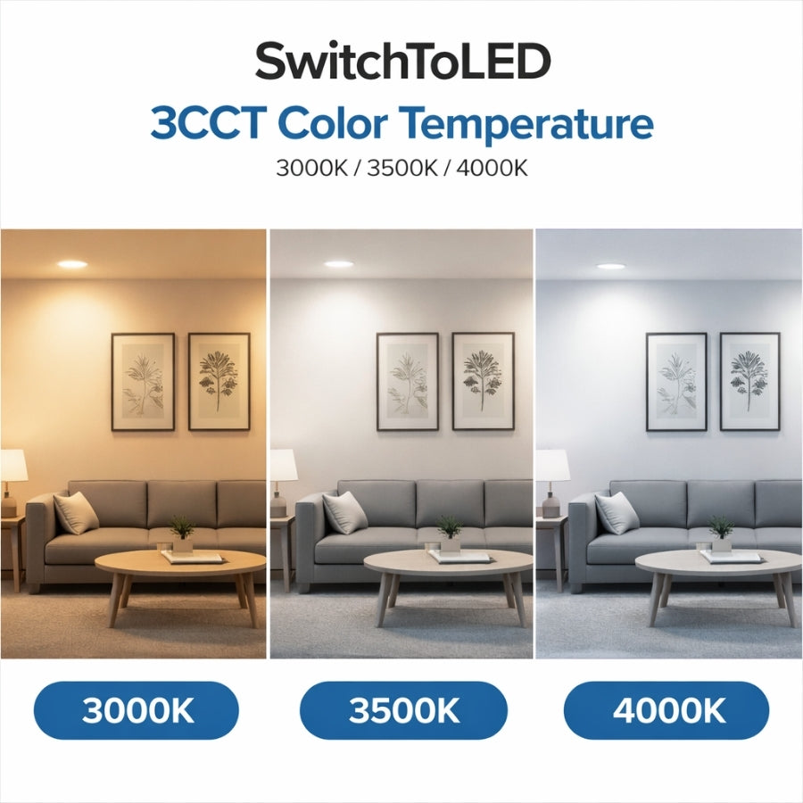 4 Inch LED Downlight 3000K 3500K 4000K 3CCT Selectable Color Temperature
