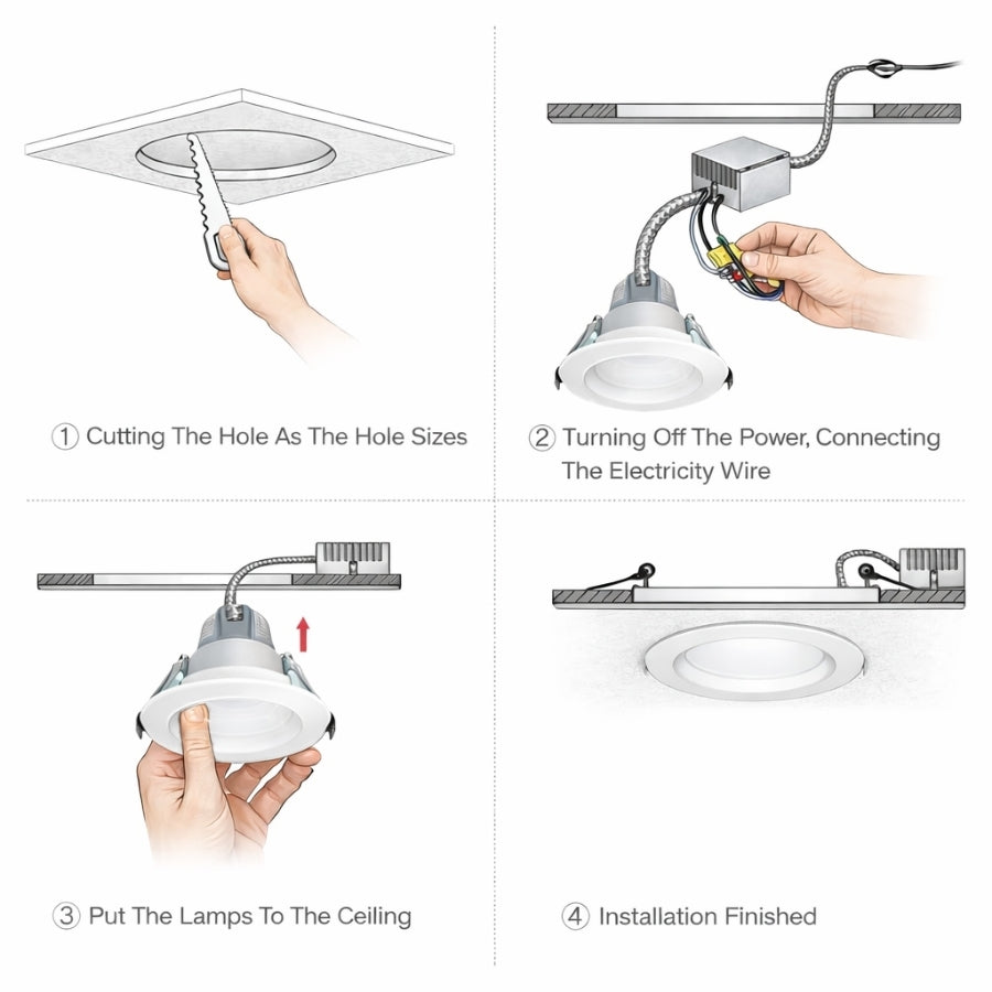 4 Inch LED Downlight Installation Steps Wiring and Ceiling Mount Guide