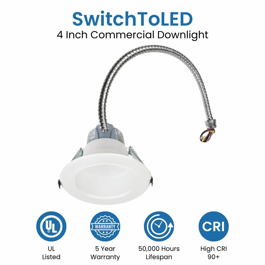 4 Inch LED Downlight UL Listed 50000 Hour Lifespan High CRI
