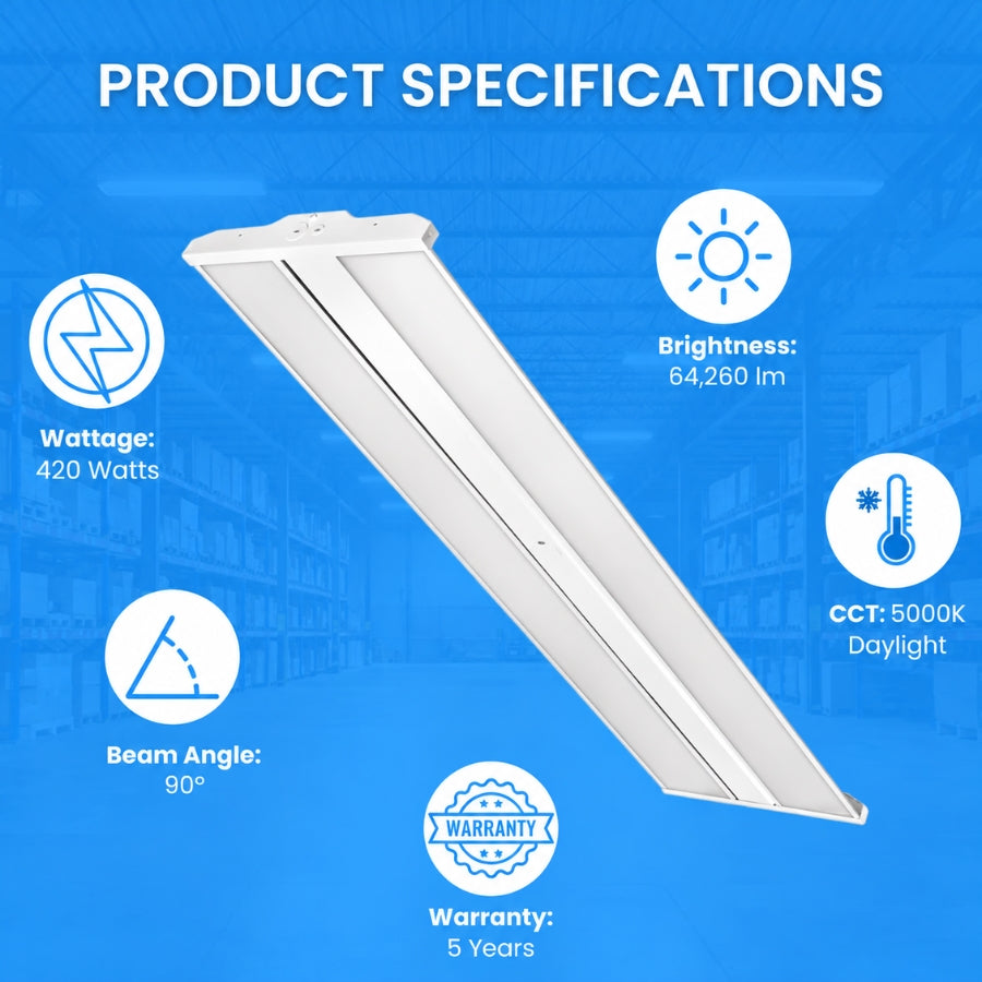 420W LED Linear High Bay Light at switchtoled