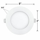 4 Inch 2-Hour Fire Rated Slim Recessed LED Downlight, Canless IC Rated, 12W 800 Lumens, 5 CCT Selectable 2700K-5000K, 90 CRI, Dimmable, ETL & UL263 Listed, White