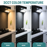 9 Inch Commercial LED Under Cabinet Light Hardwired, 320 Lumens, 3CCT Selectable 3000K/4000K/5000K, High CRI, Dimmable, Linkable Low Profile Light Bar with ON/Off Switch for Offices, Retail Displays & Workstations