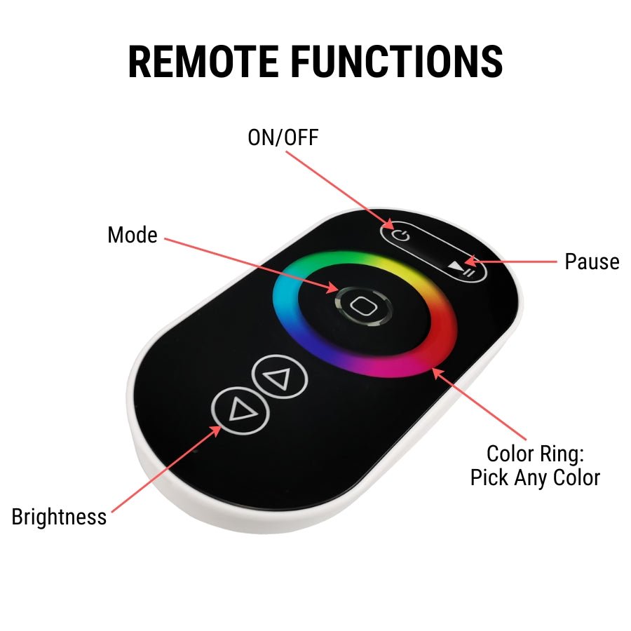 RGB LED Controller with RF Touch Remote – DC12V-24V, 3 Channel Dimmer, 432W Max Output – 10 Lighting Modes, Sync Function, Short Circuit Protection – for LED Strip Lights, Common Anode