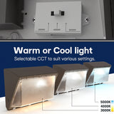 Semi Cutoff LED Wall Pack Light, 120W/100W/80W Selectable, 18000LM Max Output, Radar Photocell Sensor, 3000K/4000K/5000K CCT Adjustable, IP65 Wet Rated Commercial Fixture