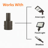 4" Round Pole Mount Tenon Reducer, Fits 2-3/8" Slip Fitter Lights, Heavy-Duty Steel, Dark Bronze Finish