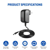 Battery Charger Power Supply – 12V 2A AC to DC Adapter, 24W Power Converter, AC110V to DC12V Transformer with 8 DC Plug Tips – Compatible with 12V 500mA to 2000mA Devices