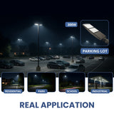 300W LED Shoebox Area Light – 5700K, UL & DLC Listed, IP65 Waterproof, 39,000 Lumens, 5-Year Warranty