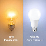 LED A19 Bulb, 9W (60W Incandescent Equivalent), 750 Lumens, 5000K Daylight White, E26 Medium Base, 220° Wide Beam, UL Damp Rated, Frosted, Energy Efficient, 10,000 Hour Lifespan