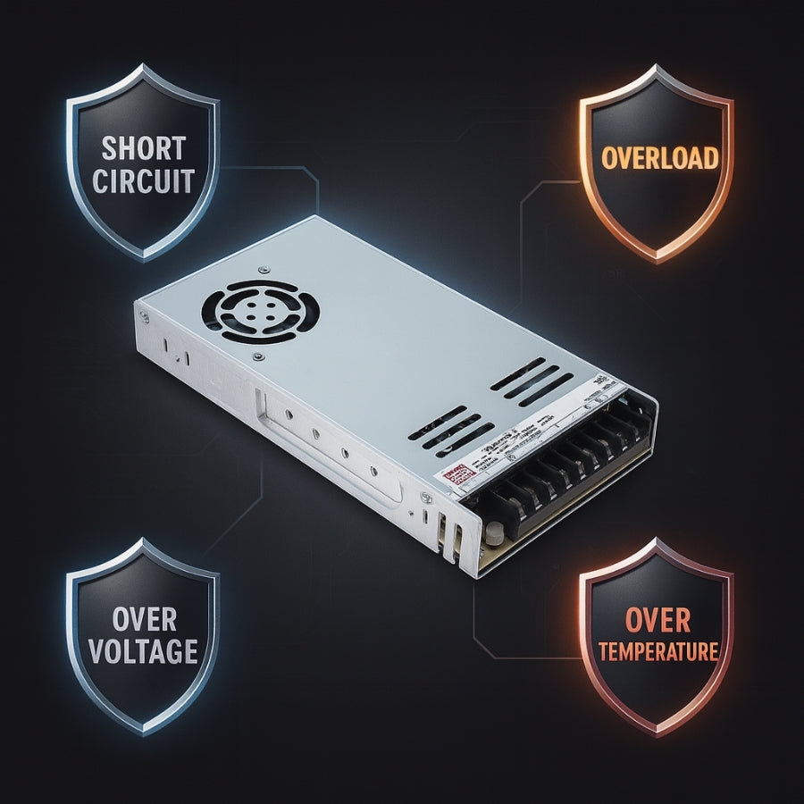 LRS-600 600W24V Single Output Switching Power Supply – 110-277V  Input, UL/CE/RoHS Certified, 86–92% Efficiency, Multi-Voltage Output, Compact 41mm Low-Profile, Industrial Grade, 3-Year Warranty