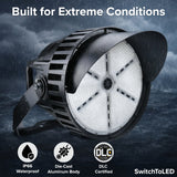 500W LED Stadium Light, 70,000 Lumens, 5000K Daylight, 0-10V Dimmable High Mast Flood Light, IP66 Waterproof, UL Certified, 1500W Metal Halide Equivalent for Sports Field & Outdoor Lighting