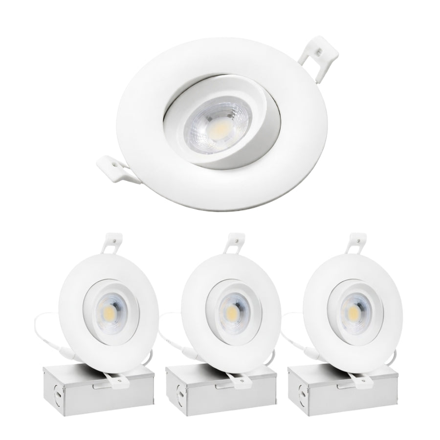 4 inch LED recessed gimbal light 12W 1080 lumens 5CCT selectable canless eyeball downlight with junction box ETL listed 4 pack at Switchtoled.com