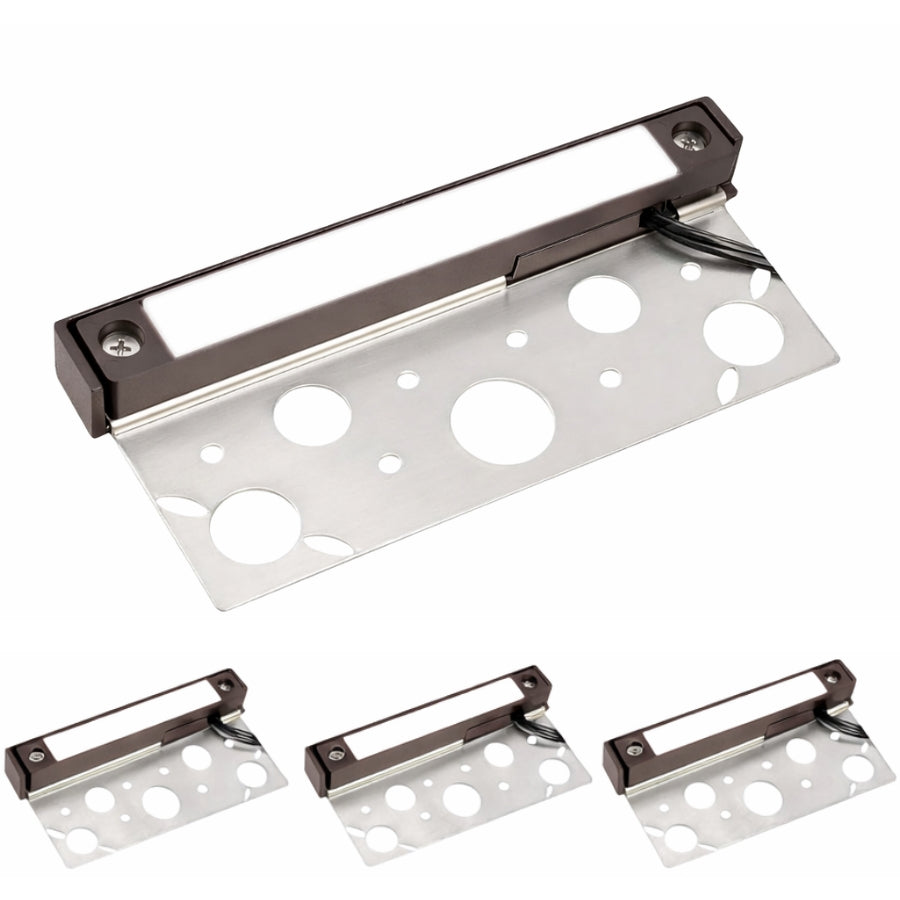 7 inch LED hardscape light with bronze finish and stainless steel mounting plate for retaining walls