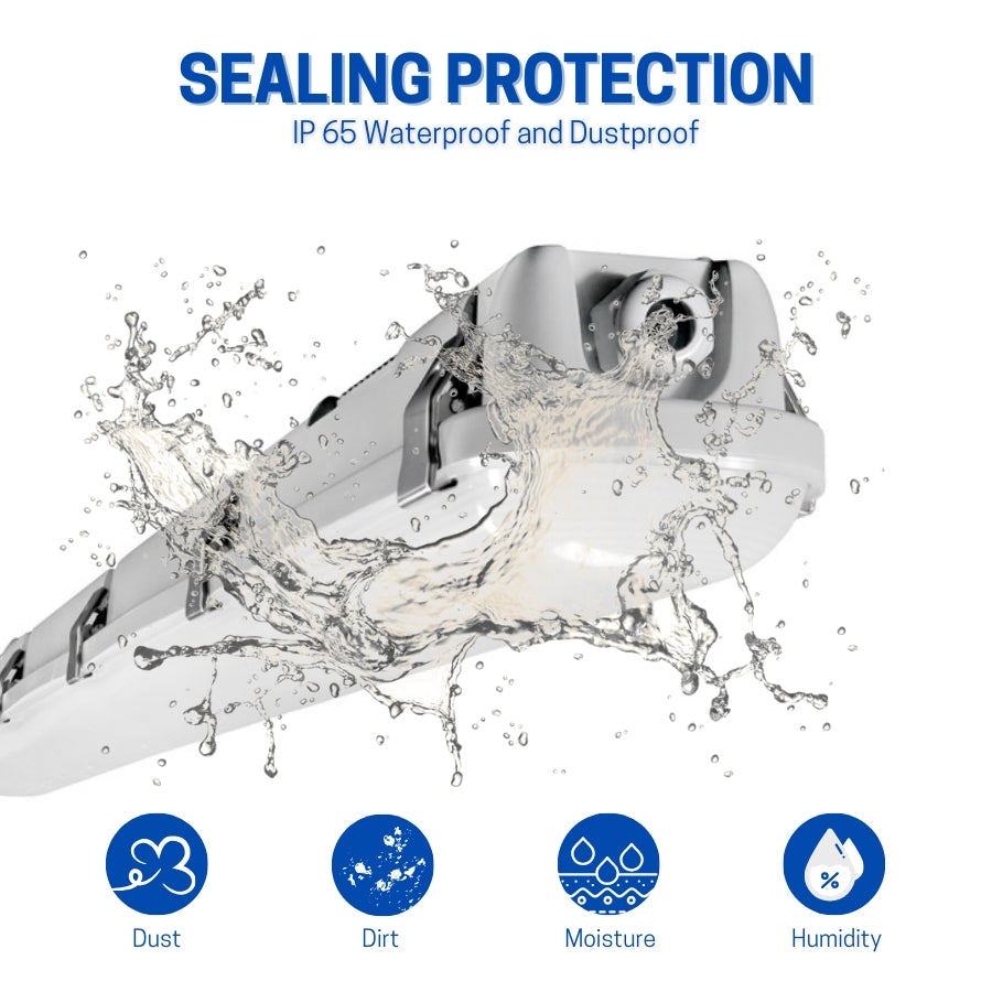 LED 4FT Vapor-Tight Fixture, 50W/40W/30W, CCT Selectable, 7,200 Lumens