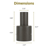 4" Round Pole Mount Tenon Reducer, Fits 2-3/8" Slip Fitter Lights, Heavy-Duty Steel, Dark Bronze Finish