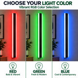2ft RGB Slim Linear LED Wall Light, Smart Color-Changing Black Wall Sconce with LotusLamp X App Control, Red Green Blue Ambient Lighting, Modern Vertical LED Wall Lamp for Gaming Room, Bedroom, Restaurant and Living Room