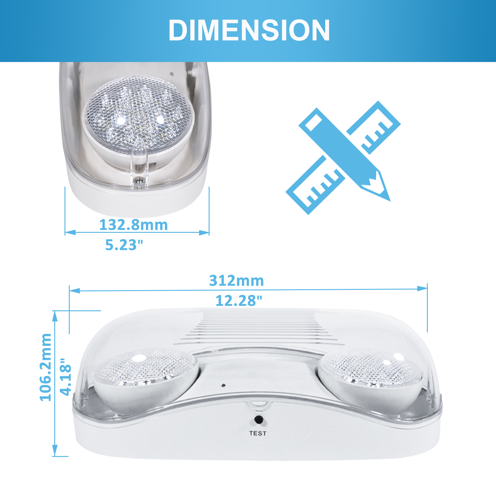 Outdoor Rated High Output White LED Emergency Light (Bug Eyes) with Battery Backup, Wet Location Listed, 90-Minute Minimum Capacity, 120V-277V