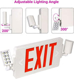 Double Sided LED Emergency EXIT Sign Combo, Two LED Lights, Backup Battery, US Standard Red Letter Emergency Exit Lighting, Commercial Grade, 120-277V, Fire Resistant (UL 94V-0)