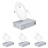 4 pack 6-inch LED recessed downlights with 5CCT selectable color and emergency backup