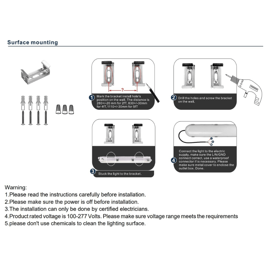 4ft vapor tight led light fixtures​ surface mounting at switchtoled 
