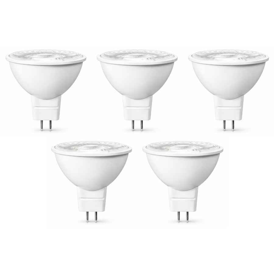 LED MR16 Bulb, 7W (50W Halogen Equivalent), 500 Lumens, 5000K Daylight White, 40° Flood Beam, Dimmable, 12V Low Voltage, GU5.3 Base, UL Damp Rated, Accent & General Lighting