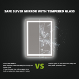 LED Bathroom Mirror Lights 60x36 Inch Front & Backlit Lights Vanity Mirror, Wall Mounted Anti-Fog Dimmable LED Makeup Mirror, IP54 3K-6K Warm/Natural/Daylight, Tempered Glass (Horizontal/Vertical) UL