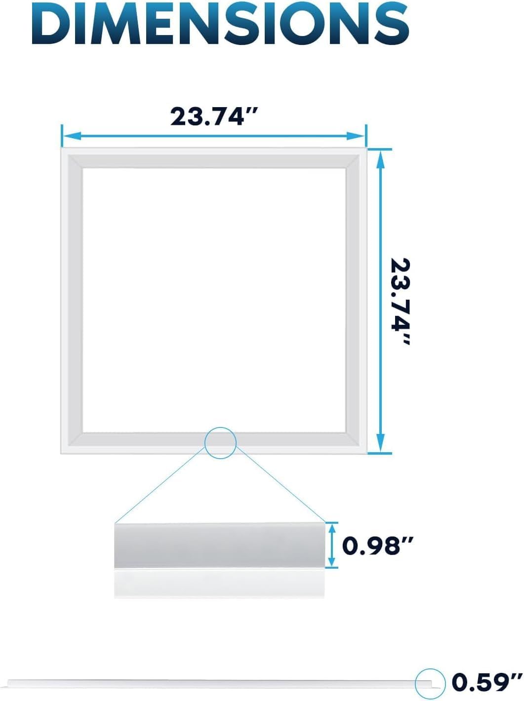 2x2 FT Edge-Lit Frame and T-grid LED Panel Lights,5CCT Selectable 3000K-6500K, 2600/3900/5200LM,20W/30W/40W Switch, Grid Drop Ceiling Lights,0-10V Dimmable,Damp Rated,100-277V,ETL Listed DLC Premium