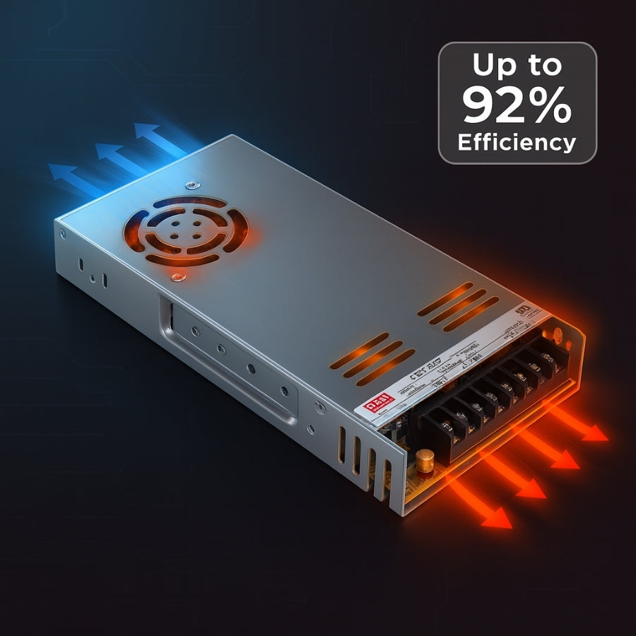 LRS-600 600W24V Single Output Switching Power Supply – 110-277V  Input, UL/CE/RoHS Certified, 86–92% Efficiency, Multi-Voltage Output, Compact 41mm Low-Profile, Industrial Grade, 3-Year Warranty